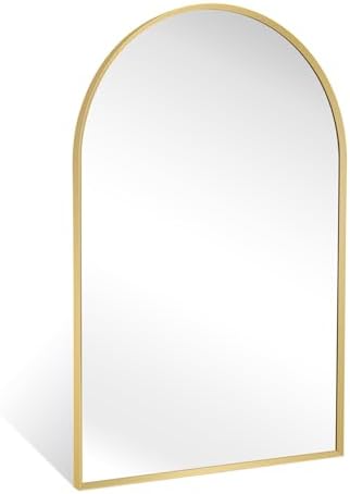 Gold Arched Mirror 24x36in, Metal Framed Bathroom Vanity Wall by Minuover