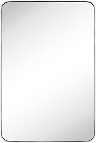 GRACTO 24x36'' Brushed Nickel Metal Framed Bathroom Mirror - Image 5