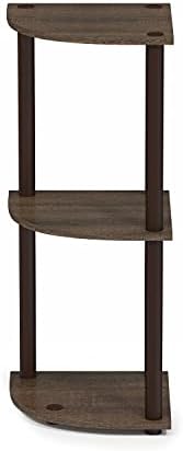 Furinno TURN-N-TUBE Corner Shelf, 3-Tier Corner Bookshelf, Display Storage - Image 6