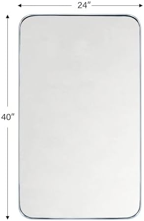 GRACTO 24x40'' Chrome Metal Framed Bathroom Mirror - Image 4