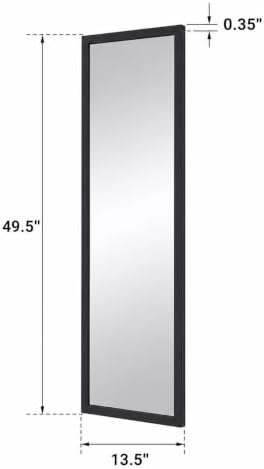 13.5"x49.5" Black Framed Wall & Door Mount Full Length Mirror - Image 2