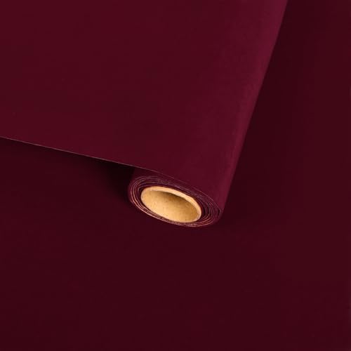 Dark Red Velvet Wallpaper Self Adhesive Felt Fabric by VaryFloral