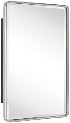 TEHOME 16x24 Brushed Nickel Recessed Bevel Mirrored Bathroom Medicine Cabinet by TEHOME