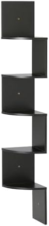 Amazon Basics 5-Tier Corner Shelf, Wall-Mounted, Floating Corner Bookshelf by AmazonBasics