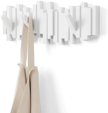 Umbra Sticks Wall Mount Coat Rack, 5 Hook Retractable Pegs by Umbra