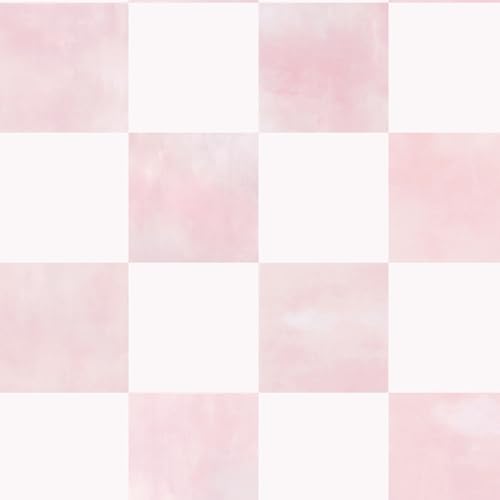 Ismoon Modern Peel and Stick Wallpaper Pink Mosaic Checkered Contact Paper by Ismoon