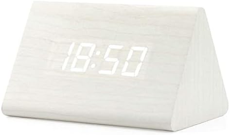 GEARONIC Digital Alarm Clock Wooden Alarm Clock Wood Modern Triangle Alarm by GEARONIC