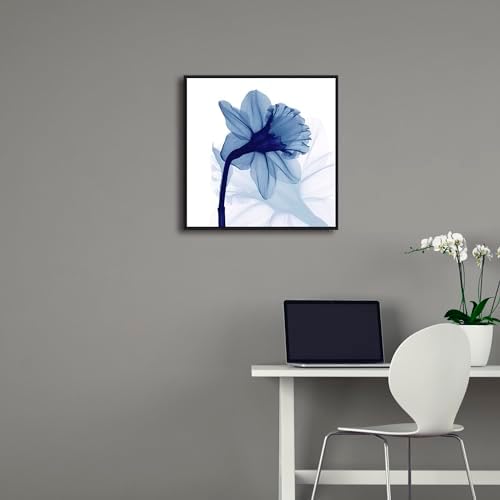 Pyradecor Large Black Framed Wall Art One Panel Blue Flickering Flower - Image 3