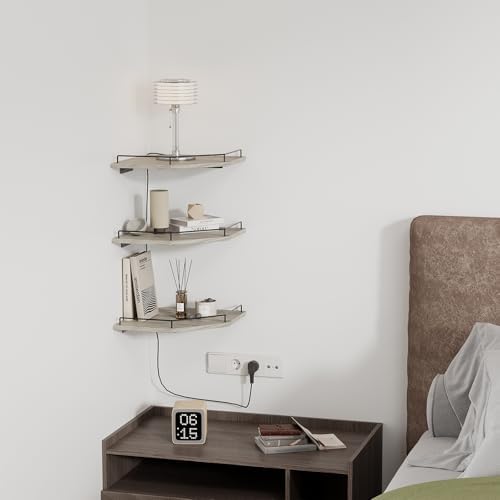 JJL Corner Shelf Wall Mounted, 12 Inches 3-Tier Floating Corner Shelf, Hexagon - Image 4