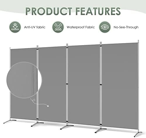 RANTILA 4 Panel Room Divider, 6 Ft Tall Folding Privacy Screen Room Dividers - Image 3