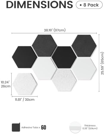 Fluxynara 8-Pack Hexagon Felt Bulletin Board Tiles, Concrete Echo-1 - Image 2