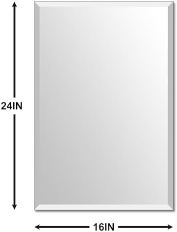 Bathroom Mirror for Over Sink 24x16 Inch Frameless Wall Mirror Rectangle - Image 3