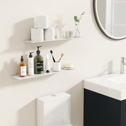 MKO 20" Floating Shelves for Wall, Long Metal Wall Mounted Shelf for Bathroom - Image 2