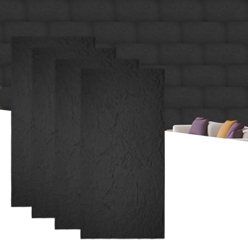 Sunnyglade 4PCS 23.6"x47.2" 3D Faux Stone Wall Panels Space Black by Sunnyglade