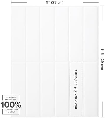 Smart Tiles Peel and Stick backsplash, Stacked Pure White - Image 3