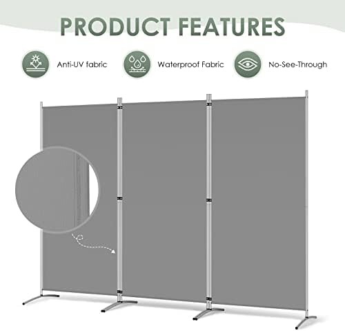 RANTILA 3 Panel Room Divider, 6 Ft Tall Folding Privacy Screen Freestanding - Image 3