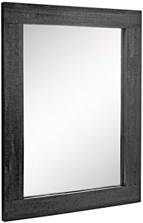 Stonebriar 24" x 18" Rectangle Black Wood Frame Wall Mirror - Image 2