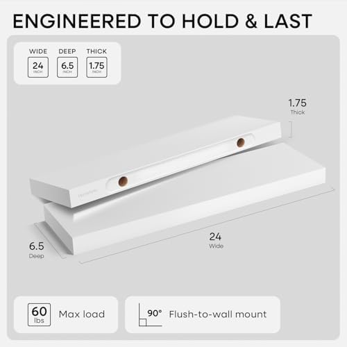 Homeforia 24 Inch Floating Shelves, High-End Solid Pine Wood - Image 2