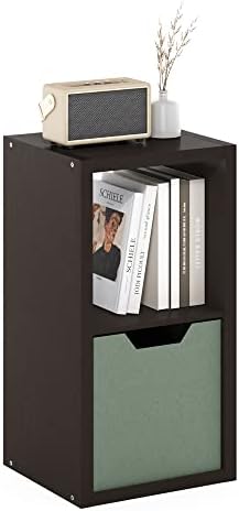Furinno CUBICLE 2-Cube Book Shelf, Extra Thick Frame Bookshelf, Dark Oak by Furinno-FitsYourSpaceFitsYourBudget