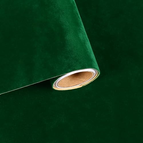 Vintage Green Velvet Wallpaper Soft Velvet Fabric Contact Paper by VaryFloral