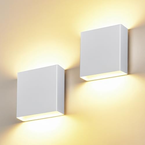 2 Pack Bright Silver Up and Down LED Wall Sconce, IP65 Waterproof Indoor by LUXLUCIO
