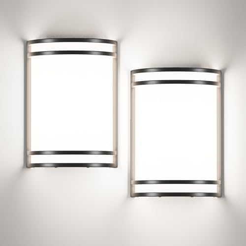 Aipsun Black Wall Sconces Set of Two, Hardwired Indoor 15W LED Modern Dimmable by Aipsun