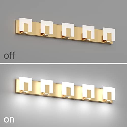 Aipsun Gold Bathroom Vanity Lighting Fixtures Modern LED 5 Lights Vanity Light - Image 3