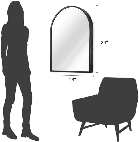 Arch Wall Mirror Bathroom Mirror Black Metal Framed Mirror, Arched Wall Mounted - Image 7