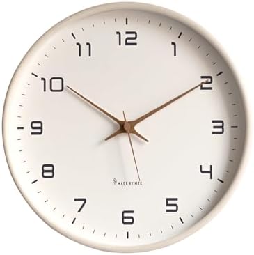 Ergocar Wall Clock, Modern Silent No Ticking Round Wooden Wall Clock Battery by Ergocar