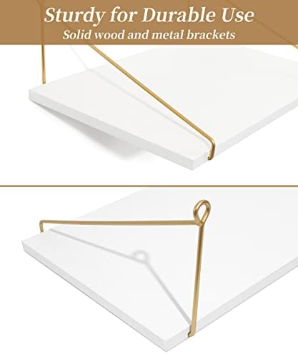 Afuly Floating Shelves for Wall, 12 Inch Deep Gold White Shelf - Image 4