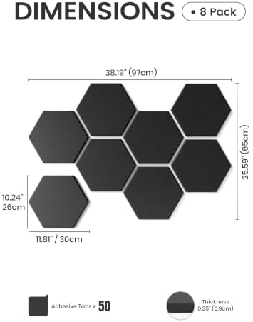 Fluxynara 8-Pack Hexagon Felt Bulletin Board Tiles - Image 2
