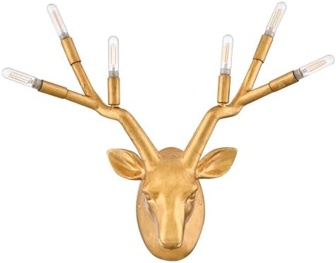 Hinkley Stag 6-Light Wall Sconce Deer Head w/Antlers, Distressed Brass - Image 4