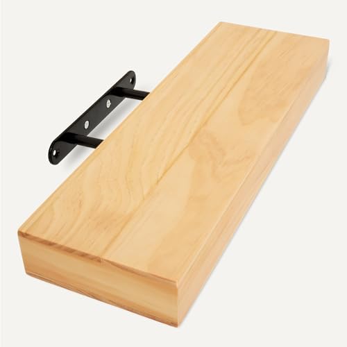 Amazon Basics Wood Floating Wall Shelves, 15.8" x 5" x 1.8", Natural Wood Finish - Image 5
