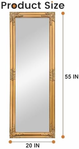 TRAHOME Vintage Full Length Mirror, 55”x20” Gold Antique Baroque Mirror - Image 2