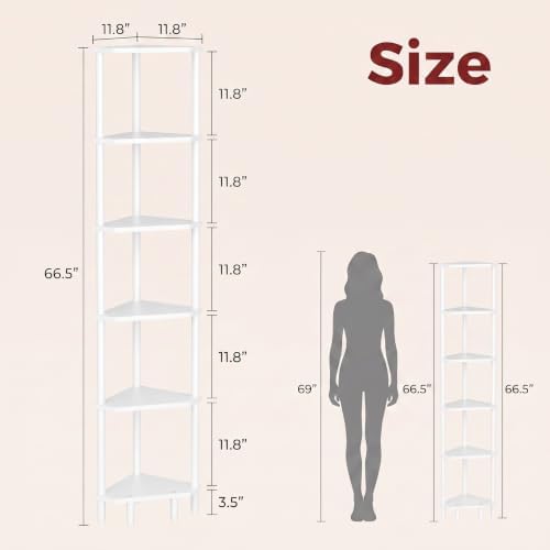 6 Tier Corner Shelf, 66.5'' Tall Standing Shelf, Narrow Display Shelf Stand - Image 3