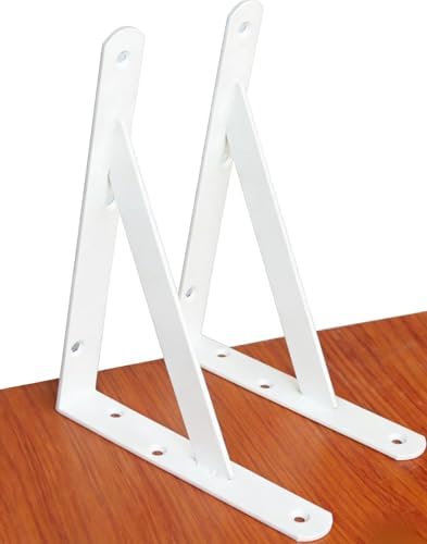 2 Pack L10 x H 8" White Heavy Duty Shelf Brackets by MHMYDZ