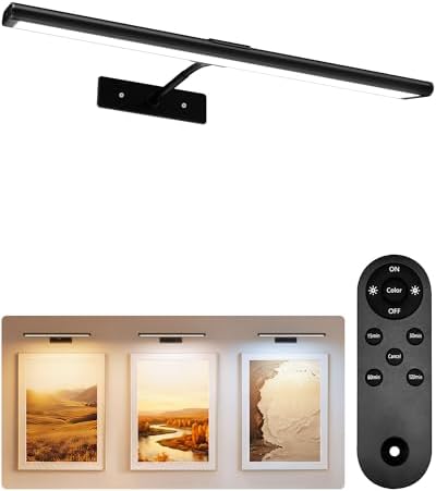 EZVALO Picture Light for Wall, 4800mAh 16'' Rechargeable Wireless IR Remote by EZVALO
