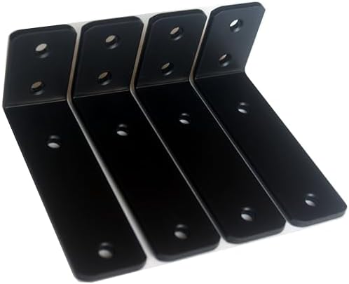 4 Pack - L 5" x H 2" x W1.5, 5mm Thick Black L Shelf Bracket, Iron Shelf by MHMYDZ