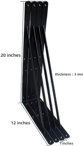 20 Pack L20 x H 12" Black Heavy Duty Shelf Brackets - Image 2