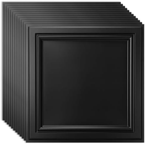 Art3d 12 Pack PVC Ceiling Tiles, 24x24 Inches Waterproof Drop Ceiling by Art3d