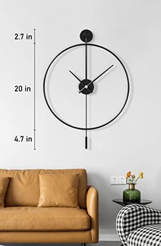 SHISEDECO Classical Large Modern Minimalist Pendulum Wall Clock 20" Black - Image 2