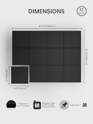 Bumusty 48"x 36" Large Felt Bulletin Board Tiles - Image 2