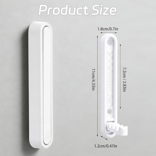 4.33 in Extended Folding Coat Hooks, 2 Pack White Wall Hooks, Zinc Alloy - Image 2
