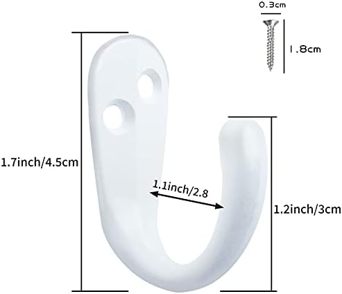 IBosins 15PCS Coat Hooks Wall Mounted White Single Prong Robe Hook - Image 3