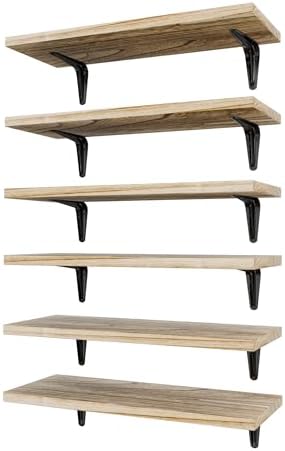 SKYSEN Floating Shelves for Wall Set of 6, 15.7in Wood Wall Shelf for Decor by skysen