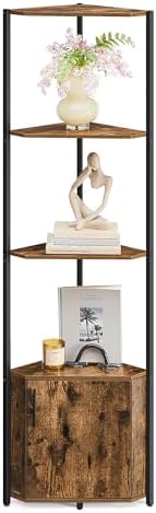 VASAGLE Corner Shelf with Cabinet, 5-Tier Freestanding Bookshelf by VASAGLEbySONGMICSHOME