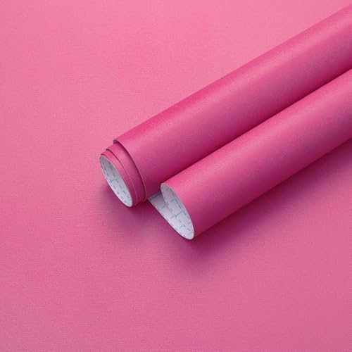 Ismoon 17.7inx197in Pink Wallpaper Peel and Stick Wallpaper Pink Contact Paper by Ismoon