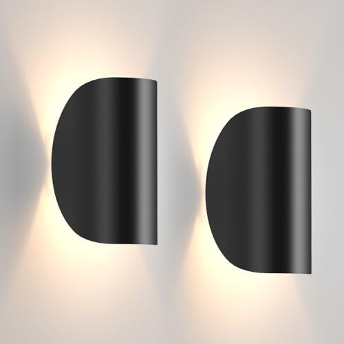 Aipsun Black Modern LED Wall Sconce Indoor Wall Lights 2 Packs Hardwired Up and by Aipsun