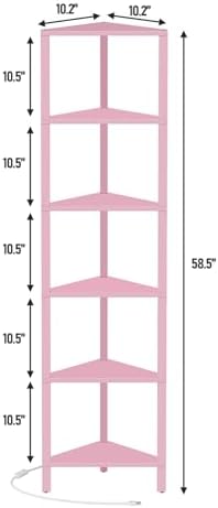 TUTOTAK Corner Shelf with LED Light, 6-Tier Corner Bookshelf - Image 2