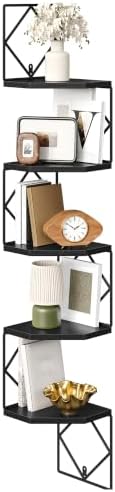 CHOEZON 5-Tier Corner Shelf, Floating Shelf, Wall-Mounted Storage Shelf by Choezon